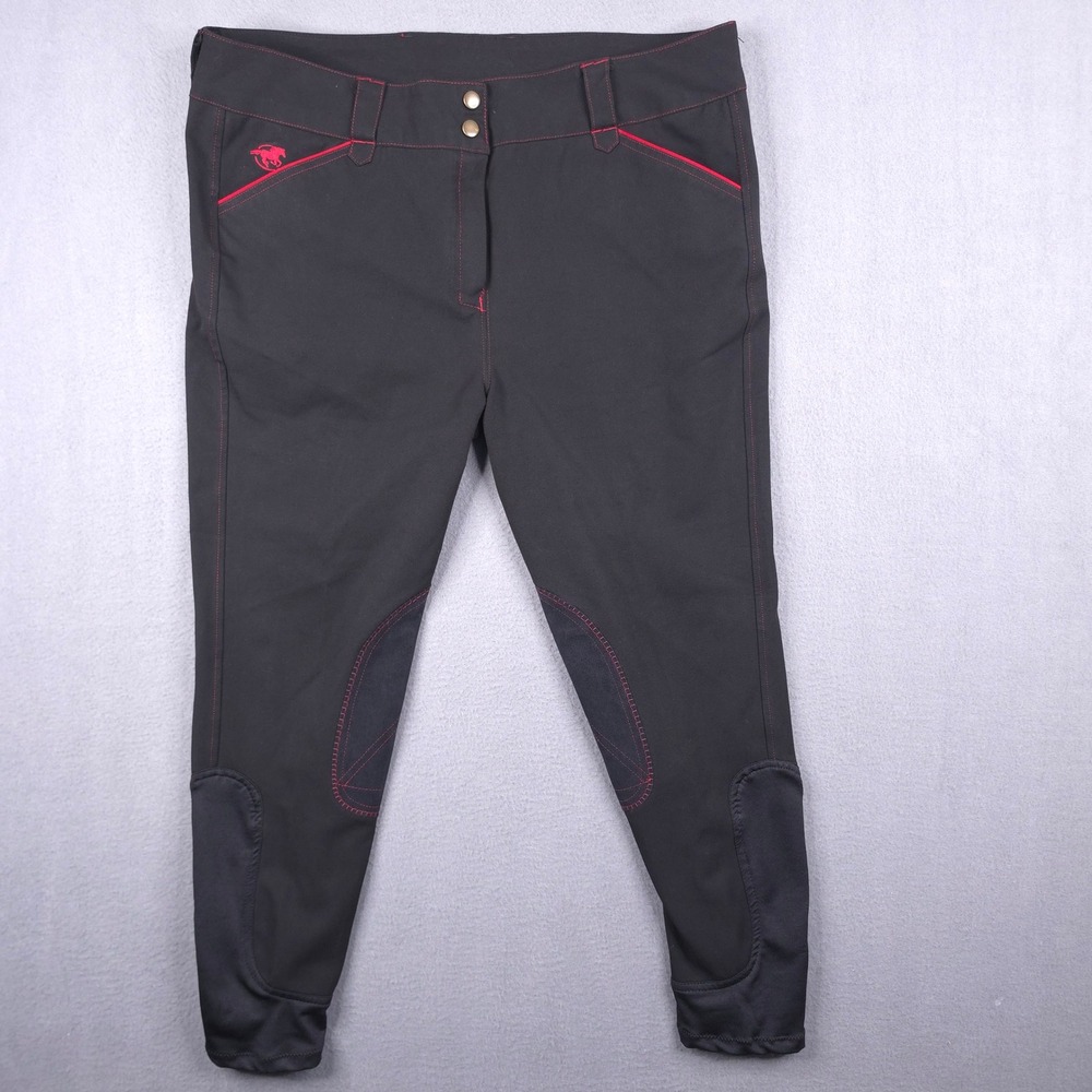 Piper Breeches Horseback Riding Pants Black Red Contrast Stitching 38R Spandex